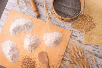 différentes farines biologiques utilisées en boulangerie